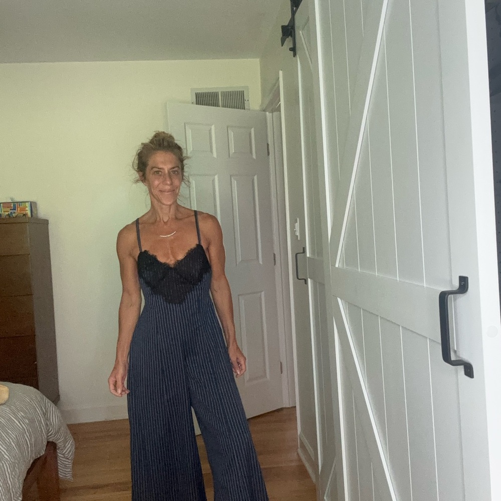 NWT Free People Striped Jumpsuit - Black